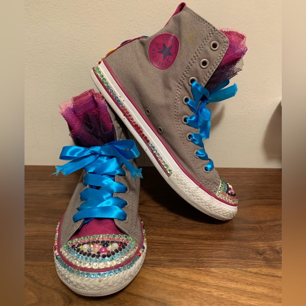 Converse All Star Ruffled Tulle Tongue gray High Top Size 4